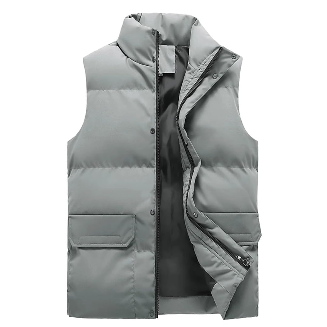Gilet da uomo in cotone caldo spesso moda allentato Stand Up collare senza maniche cappotto