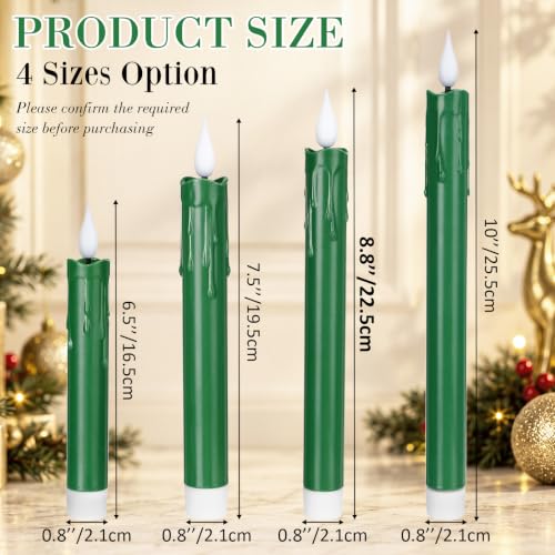 Image of Baquler 24 Pcs 6.5 inch Green Flameless Taper Candle LED Stick Battery Operated