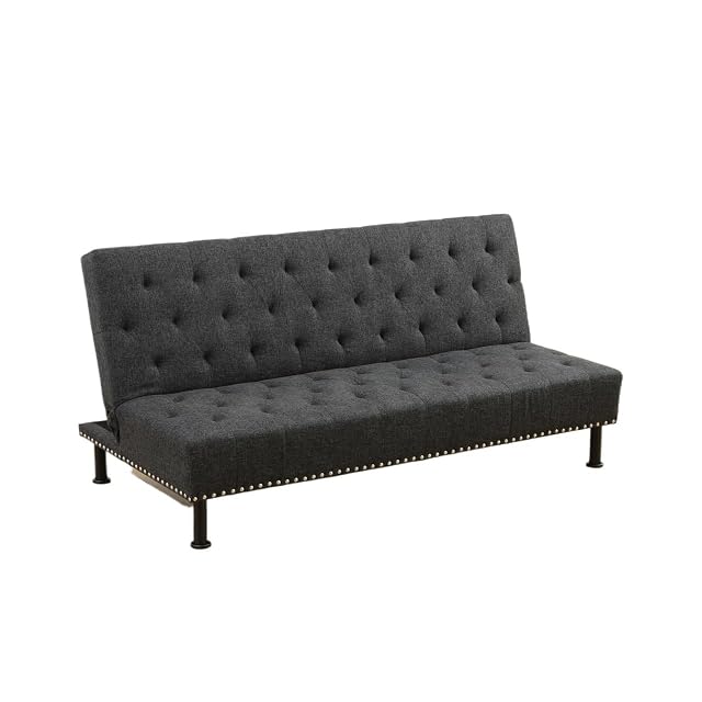 Simple Superior 2 Seater Sofa Flannel Living Room sofabed Multi-Functional Folding Modern Sand Hair Rivets Flannel Cushion Bedroom