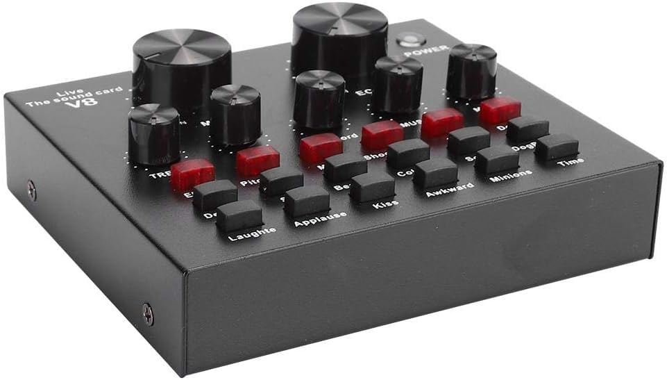 MAGA ZONE Live Sound Card – Live Broadcast Sound Card with 112 Electric Sounds, Multiple Sound Effects, Voice Changer, Audio Mixer for Dual Mobile Phone, Computer, Laptop