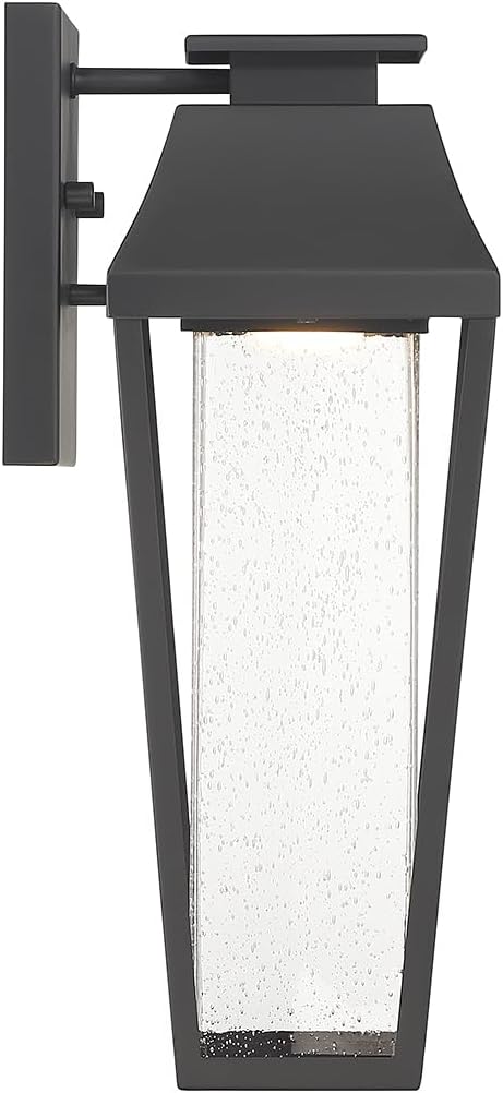 Savoy House 5-352-BK Brookline Traditional Clear Seeded Glass Dark Sky Friendly Outdoor Wall Lantern, Integrated LED 1-Light 6 Watt, 15" H x 6" W, Matte Black