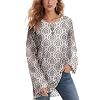 Womens Long Sleeve Mandala Print Blouse Bohemian Raglan Top Loose Fit Casual Spring Fall Shirt