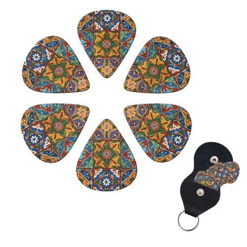 Púas de guitarra de cerámica mexicana, paquete de 6 unidades, 0,71 mm de grosor, con soporte para púas...