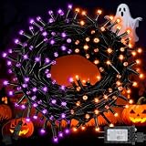66FT 200 LED Halloween String Lights, Twinkle Lights with 8 Modes and Timer, Outdoor Waterproof Halloween Tree Lights for Room Bedroom Wedding Party Holiday Decorations, Purple and Orange