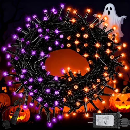 66FT 200 LED Halloween String Lights, Twinkle Lights with 8 Modes and Timer, Outdoor Waterproof Halloween Tree Lights for Room Bedroom Wedding Party Holiday Decorations, Purple and Orange - image 1