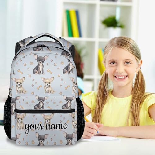 Custom Kids Backpack for School, 17 Inch Colorful Chihuahua Backpacks for Girls, Cute Durable Bookbag for Travel2