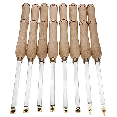 Hartmetall Drechseleisen-Set, Drechselmesser Drechselwerkzeug Mit Holzgriff, Wendeplatten Für Drehmeißel, 8 Stück Holz Schnitzwekzeug Meißel Geeignet Für Alle Niveaus Holzbastler