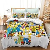 JewosS Simpsons 3 Piece Bedding Set Printed Duvet Cover Set Printed Bed Comforter Cover Quilt Covers with Pillowcases for Your Own Bedroom No Quilt(Queen), Style8