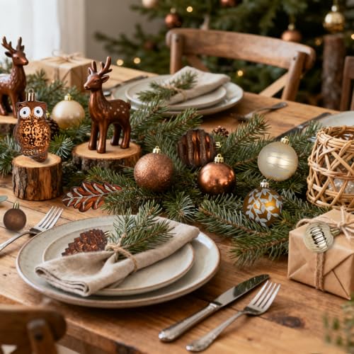 Roberly 95 Pcs Brown Christmas Ornaments Set, Woodland Christmas Tree Decorations Bronze...