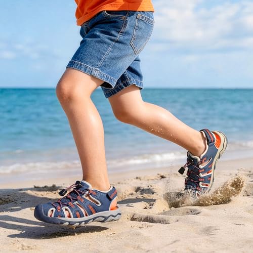 Image of DREAM PAIRS Boys Girls Summer Outdoor Athletic Sport Sandals Walking Water Hiking Hook and Loop Adjustable Multicolor for Toddler /Little /Big Kids