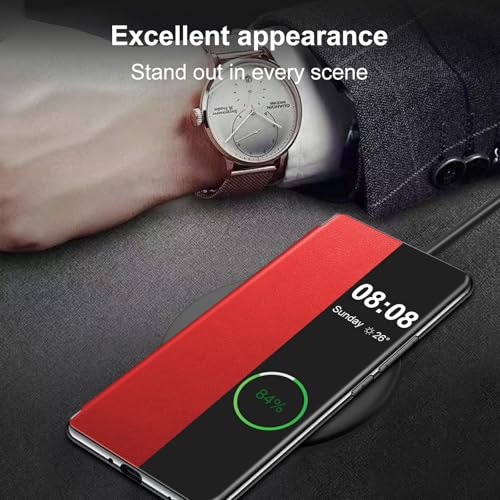 Étui pour Samsung Galaxy S25 FE antichoc rabat Clear View rouge