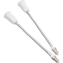 NUOBESTY 2 Pcs Bendable E14 to E27 Lamp Holder Extender Socket Converter 11.61In Flexible Screw Socket Adapter for Adjustable Indoor Lighting Fixtures