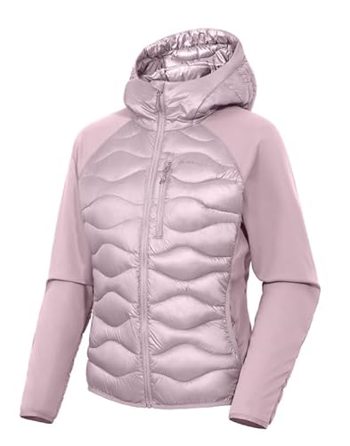 Pioneer Camp Steppjacke Damen Warm Hybrid Jacke Leicht Sportjacke Herbst Wasserdicht Übergangsjacke Atmungsaktiv Laufjacke mit Taschen für Outdoor Running Wander Trekking（Grayish Purple;L