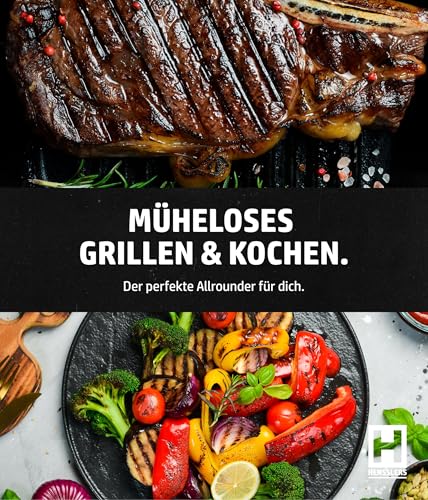 HENSSLERS® Grillzange Silikon [EDELSTAHL] - Küchenzange mit rutschfestem Griff - Hitzebeständige Silikonzange - Grill Zange Küche - Kochzange geeignet als Fleischzange - Grillzange Edelstahl (34,5cm)