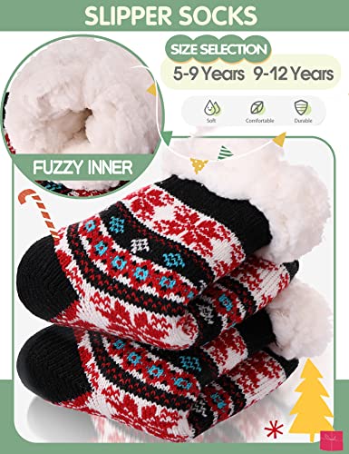 Image of MOGGEI Girls Slipper Fuzzy Socks Kids Boys Fluffy Fleece Lined Warm Plush Sherpa Winter Child Home Socks
