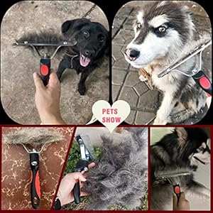Undercoat rake for dogs dog rake brush long tooth grooming rakes brush with anti slip handle  dog brushes for grooming long hair pets  husky german shepherd golden retriever brushes for shedding   cucciolini doodles