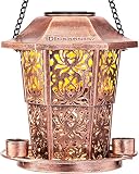 Solar Bird Feeders for Outdoors Hanging - Premium Grade Metal Bird Feeder, Chew-Proof, Weather and W