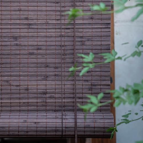 Persianas enrollables de bambú para exteriores, anti rayos UV, con forro opaco y decoración retro para puertas de jardín, balcón, accesorios interiores incluidos (color)