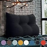VERCART Rückenkissen Lang Keilkissen Lendenkissen Stützkissen Sitzkissen für Bett Sofa Couch Gepolstert Kopfteil Lesekissen Große Kissen Nackenstützkissen Abnehmbarem Bezug Leinen 60cm Anthrazit
