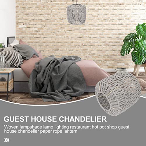 Doitool Rattan Lamp Shade Boho- Wicker Lamp Shade For Pendant Lamp Floor Lamp- Rattan Chandelier Pendant Light Shade For Living Room Dining Room Bedroom Hotel Restaurant ( Grey ) #TOP5