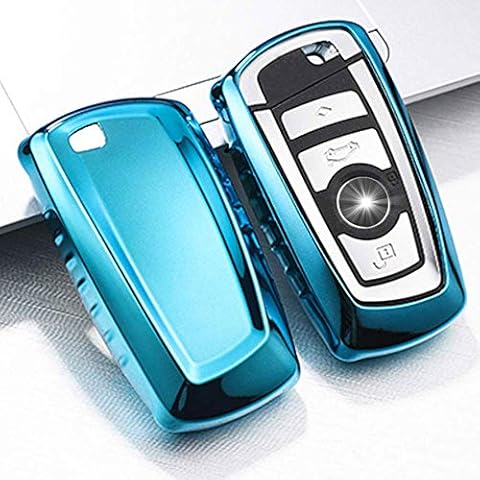 QBUC for BMW Key Fob Cover Protective Case, Soft TPU Anti-dust Protection Key Case Shell Keyless Remote Control Smart Car Key Protector for BMW 1/2/3/4/5/6/7 Series and X3 X4 M2 M3 M4 M5 M6(Blue) Cover