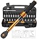 Drehmomentschlüssel Fahrrad 1/4 Zoll, 3-25 Nm, ±3% Fehlergenauigkeit, 72 Zähne Ratsche, 33TLG Torque Wrench Set für Motorrad und Bike, inklusive Verlängerungsstangen, 1/4- 3/8 Adapter, Stecknüsse