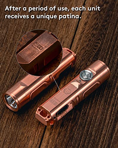 Rovyvon Aurora A9 Pro G4 Copper Keychain Flashlights, Max 650 High Lumens Super Bright With Edc Pocket-Sized,Usb C Rechargeable, Momentary On, Lock Mode, Gift For Outdoor #TOP1