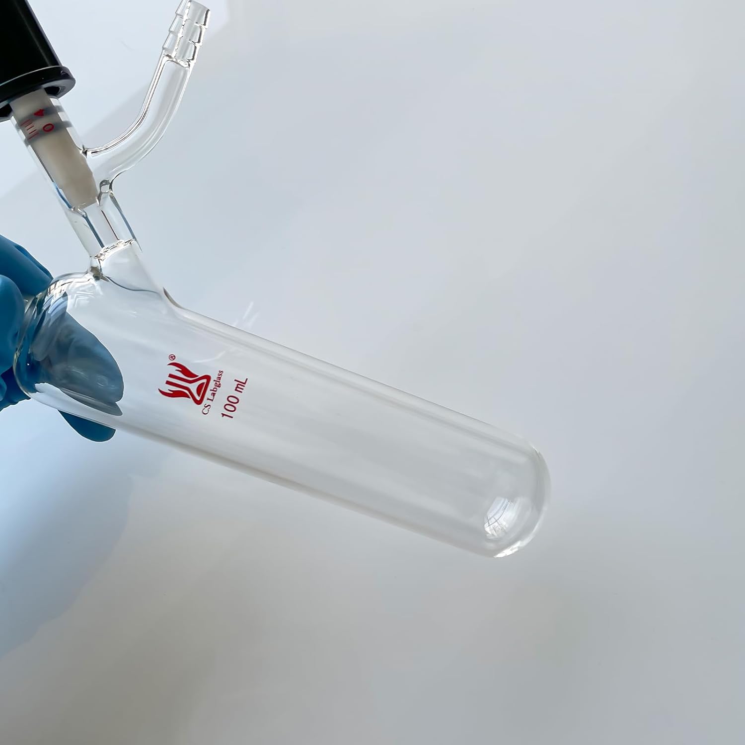 100ml Reaction Tube with 14/20 Joint and 0-4mm High Vacuum Valve, Borosilicate Glass Schlenk Tube, Lab Glassware