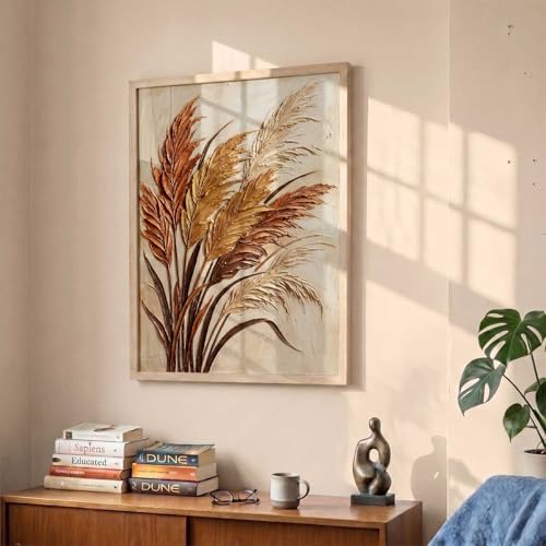 Image of kotart Abstract Floral Art WALL Framed Painting | Big Aesthetic Flowers leaves WALL Framed Paintings for Living Room Bedroom Wall Decor (14X20 inch)