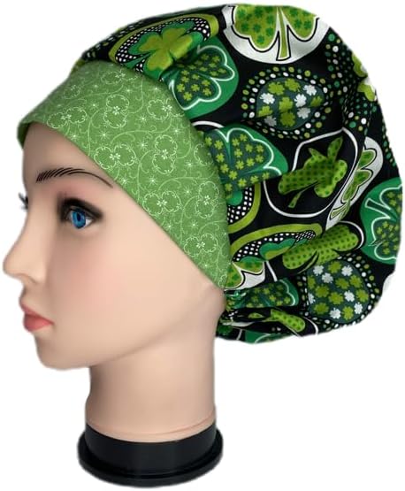 Bouffant Scrub Hat Four Leaf Clover