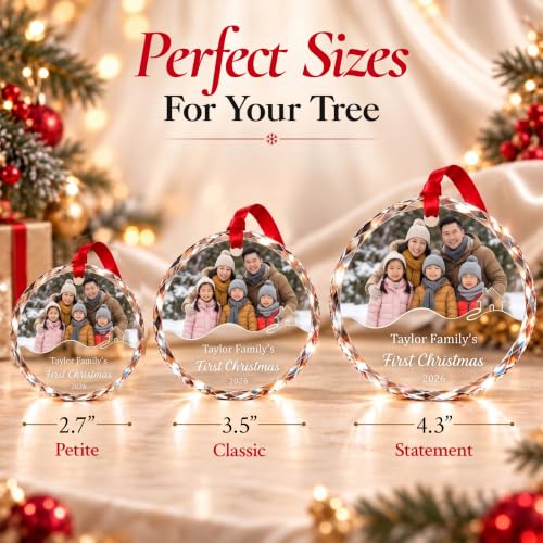 Image of First Christmas Together Ornament 2026, Personalized Glass Family Name