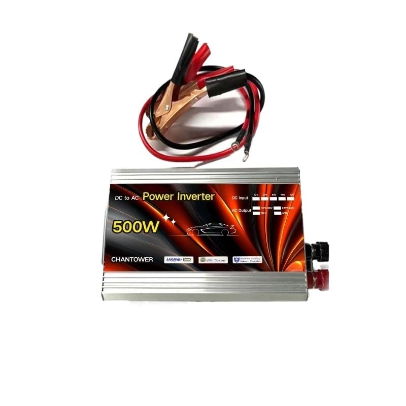 Inverter Auto,Inverter Onda Pura Inverter 12v 220v Inverter solare 500W 1000W 1500W 2000W Convertitore di tensione portatile Caricabatterie automatico Inverter di potenza for auto(500W 12V)