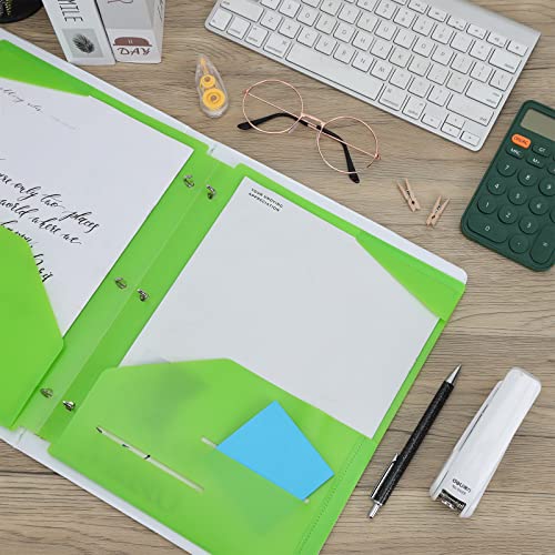 Eoout 10 Pack Binder Folders 2 Pocket File Folders 3 Hole Punch Poly Folders, 10 Bright Colors Plastic Folders With 2 Business Card Slot For 3 Ring Binder For School Office #TOP6