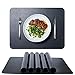 Produktbild Tischsets Abwaschbar Schwarz 6er Set,Platzsets Tischset Leder PU Kunstleder,Platzdeckchen Abwaschbar Wasserdicht für Hause Küche Restaurant