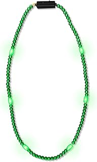 FlashingBlinkyLights Green Light Up LED Mardi Gras Bead Necklaces (Set of 12)