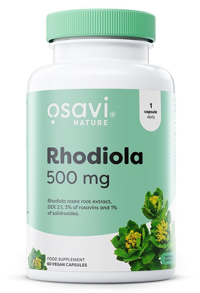 Osavi Rhodiola 500 mg – 60 Vegan Capsules | Standardized Rhodiola Rosea Root Extract | Supports Mental & Physical Wellbeing | Supports the Reduction of Fatigue and Stress
