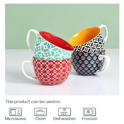 Dowan USKT260-49-0231 Coffee Mugs Set Of 4, 24 Oz Large Coffee Mugs, Jumbo Soup Mugs thumb #2
