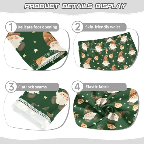 senya Girls Printed Leggings Yoga Pants Green Gnomes Pattern for Kids in 4t to 10 Years, 4T3