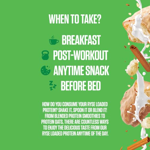 Image of Ryse Loaded Protein Powder - Apple Cinnamon Donuts Sticks - 25g Whey Protein Isolate & Concentrate with Prebiotic Fiber & MCTs - Low Carb, Low Sugar, Digestive-Friendly - 27 Servings / 2 lb Tub