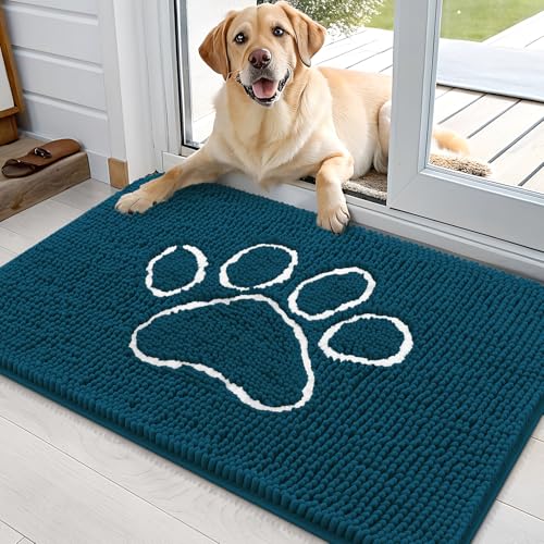OLANLY Dog Door Mat for Muddy Paws 36x24, Paw Print Design Chenille Mud Mat by OLANLY - Used condition - US$26.42