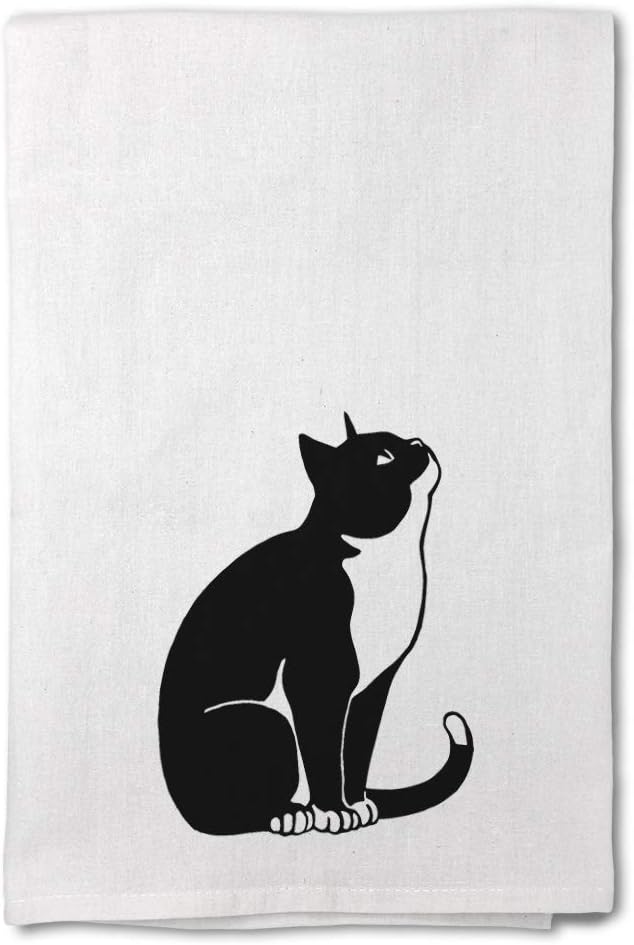 Style In Print Custom Decor Flour Kitchen Towels Tuxedo Cat Black White B Pets Cats Cleaning Supplies Dish Towels Personalized Text Here
