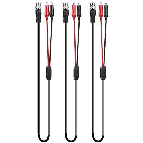 Clyxgs BNC - Sonda de cable de prueba con clip de cocodrilo doble, sonda de osciloscopio BNC a pinza de cocodrilo de 36.2 in (3 piezas)