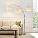Brightech Trilage Arc Floor Lamp - Large Standing Lamp with 3 Fabric Shades & LED Bulbs for Living Room Over The Sofa, Reading, Multi-Head Traditional Tree Floor Lamp for Bedroom - Oil Rubbed Bronze