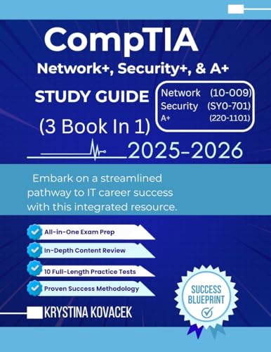 CompTIA Network+, Security+, & A+ Study Guide (3 Book In 1): Embark on a streamlined pathway to IT career success with this integrated resource.