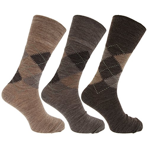 HDUK Mens Socks Lot de 3 paires de chaussettes en laine d'agneau Mélange non élastique Motif argyle pour homme/UK 611 EUR 3945 - -