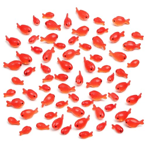 50 Pcs Fake Mini Koi Fish Decor, Small Resin Fish,