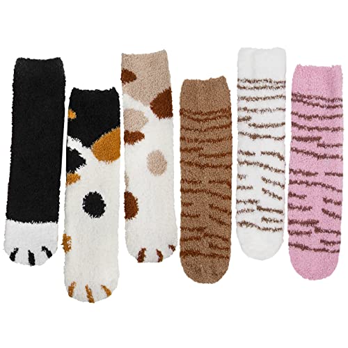 Image of Loritta 6 Pairs Womens Fuzzy Socks, Winter Warm Fluffy Slipper Socks