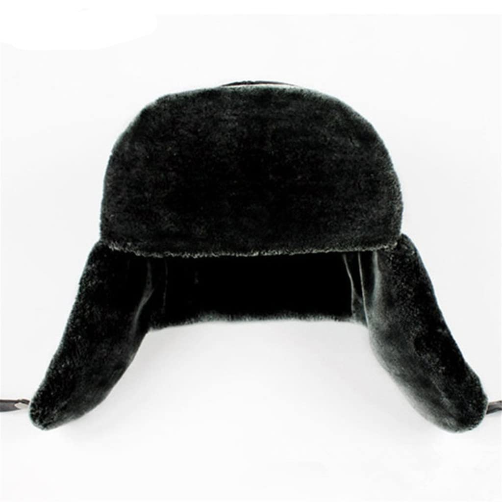 Czapka zimowa męska skórzana, ciepła czapka typu bomber z uszami, średniej wielkości aksamitne grube nauszniki, czapka narciarska (D 7),D-7 (D 7)
