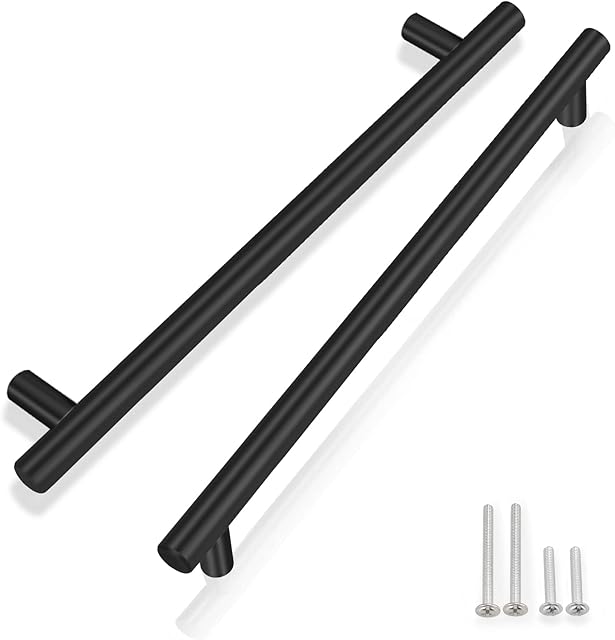 Pinson 15 Pack 128mm Black Cupboard Handles Kitchen Cabinet Handles Kitchen Door Handles Cabinet Pulls Stainless Steel T Bar Handles Matte Black Handles