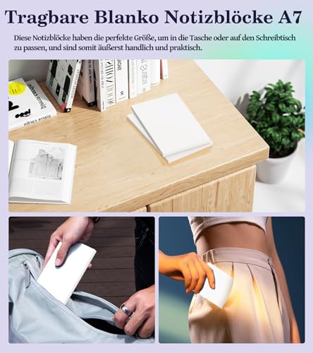 Roneky Notizblock A7 Notizblöcke kleine, 6 Stück Schreibblock A7, weiße Notizblöcke, kleine Schreibblöcke weißes Papier, 50 Blatt pro Blanko Mini Notizblock Kratzpapier für Büro Schule Haus